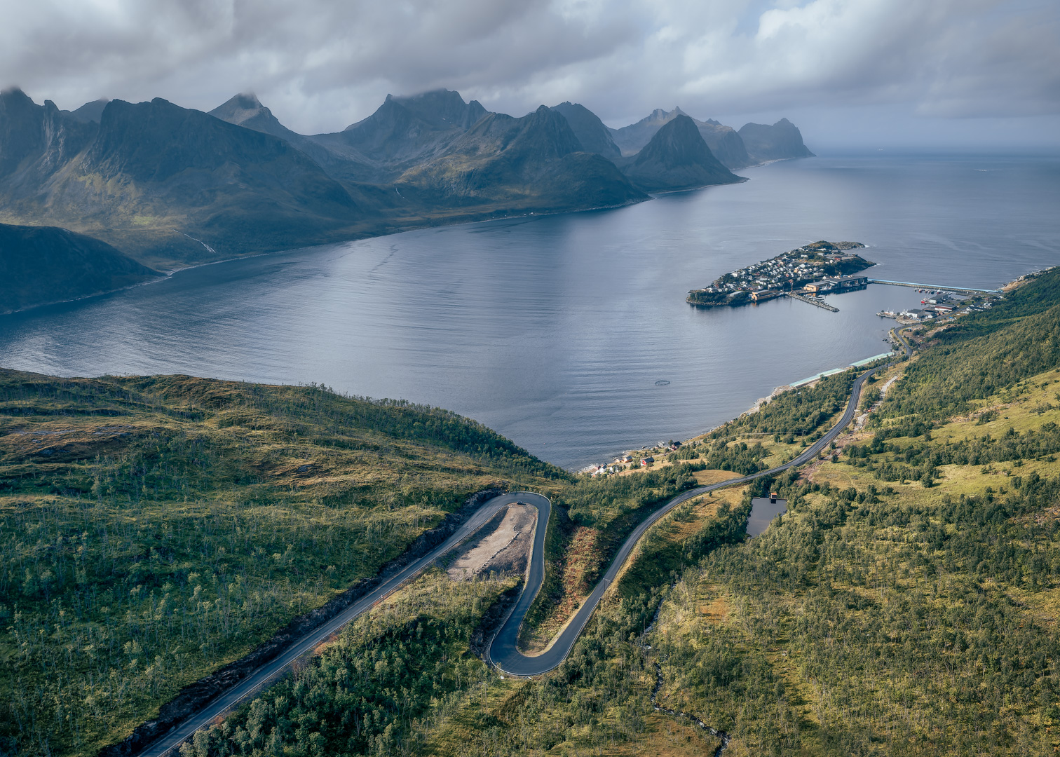 ostrov, hory, fjord, arktida, Norsko